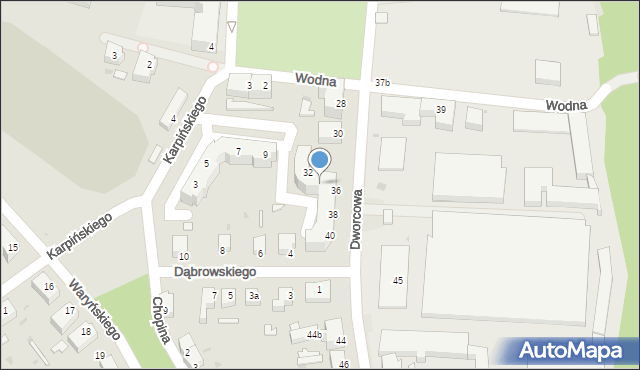 Żagań, Dworcowa, 34, mapa Żagań