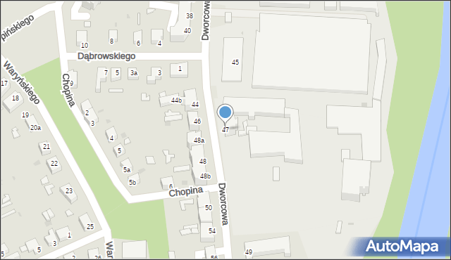 Żagań, Dworcowa, 47, mapa Żagań