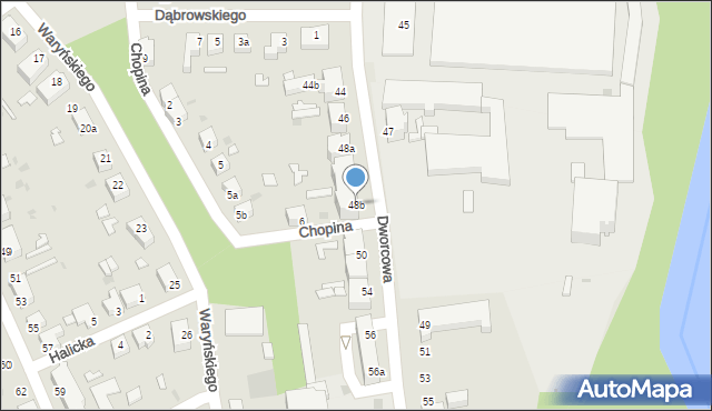 Żagań, Dworcowa, 48b, mapa Żagań