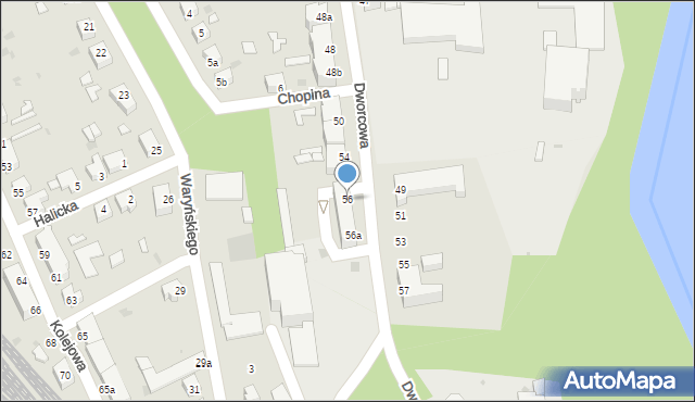 Żagań, Dworcowa, 56, mapa Żagań