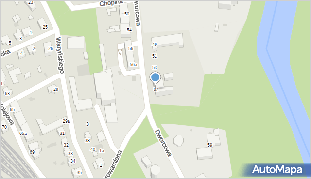 Żagań, Dworcowa, 57, mapa Żagań