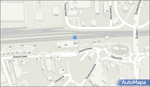 Zielona Góra, Dworcowa, 32b, mapa Zielona Góra