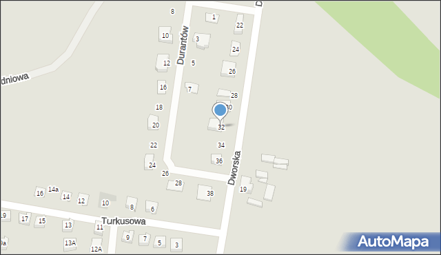 Żory, Dworska, 32, mapa Żor