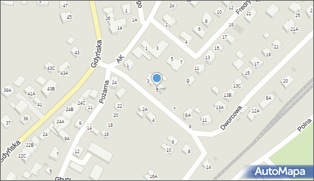 Żukowo, Dworcowa, 5, mapa Żukowo