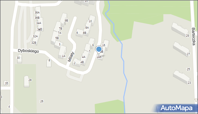 Cieszyn, Dyboskiego Romana, 14A, mapa Cieszyna