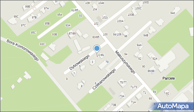 Częstochowa, Dybowskiego Benedykta, 1, mapa Częstochowy