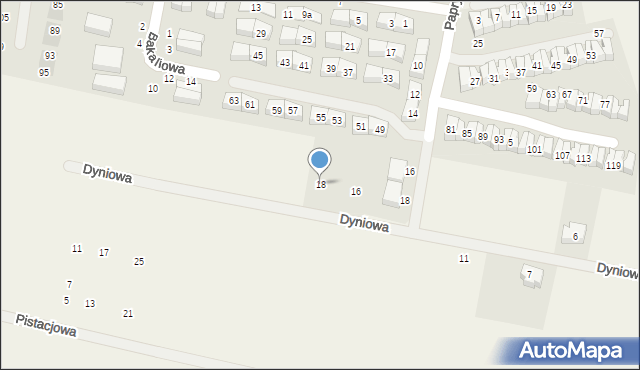 Dębogórze, Dyniowa, 18, mapa Dębogórze