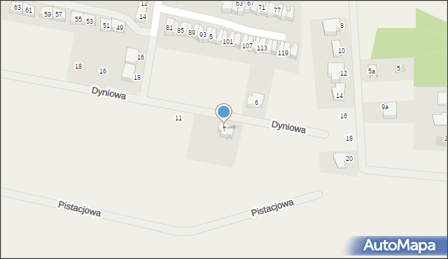 Dębogórze, Dyniowa, 7, mapa Dębogórze