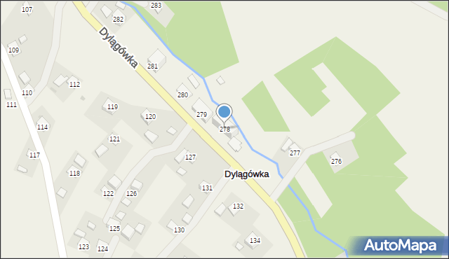 Dylągówka, Dylągówka, 278, mapa Dylągówka