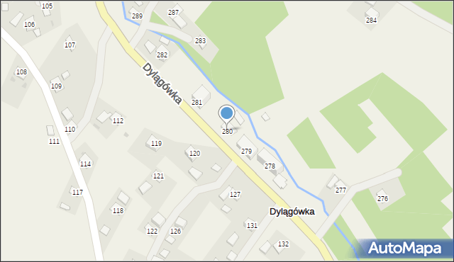 Dylągówka, Dylągówka, 280, mapa Dylągówka