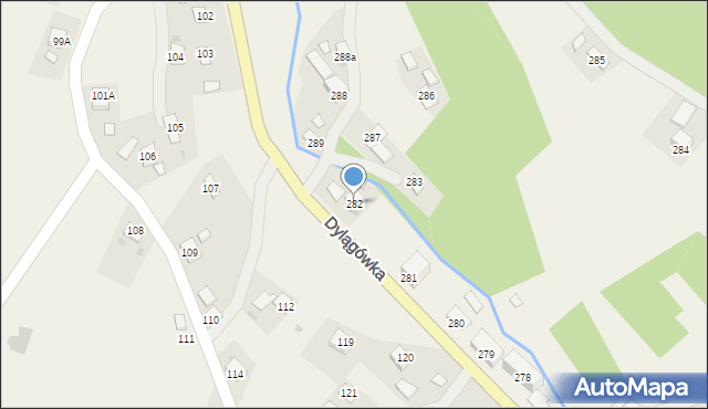 Dylągówka, Dylągówka, 282, mapa Dylągówka