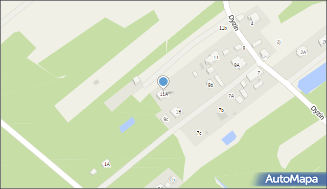 Dyzin, Dyzin, 11A, mapa Dyzin