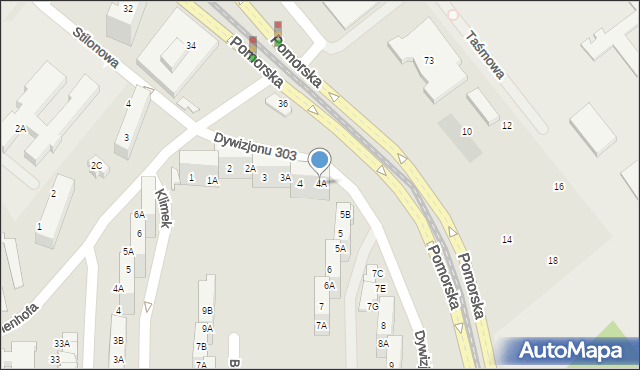 Gorzów Wielkopolski, Dywizjonu 303, 4A, mapa Gorzów Wielkopolski