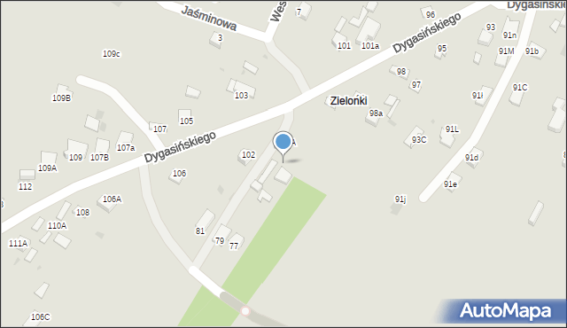 Jędrzejów, Dygasińskiego Adolfa, 100a, mapa Jędrzejów