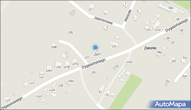 Jędrzejów, Dygasińskiego Adolfa, 105, mapa Jędrzejów
