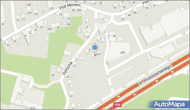 Katowice, Dytrycha, 3B, mapa Katowic