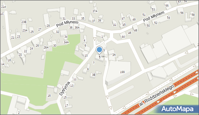 Katowice, Dytrycha, 5, mapa Katowic