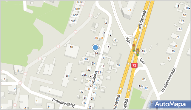 Kielce, Dymińska, 16, mapa Kielc