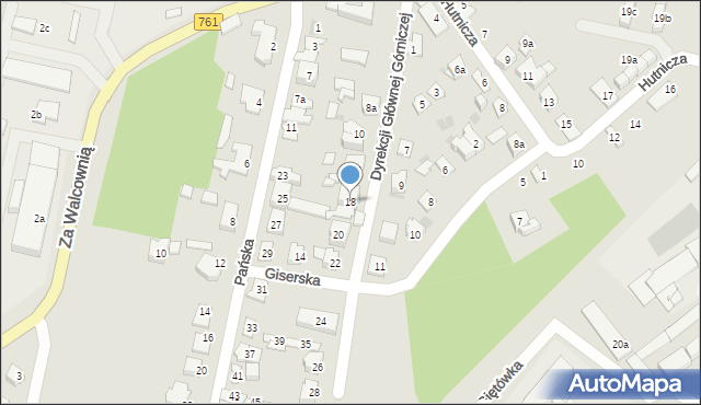 Kielce, Dyrekcji Głównej Górniczej, 18, mapa Kielc