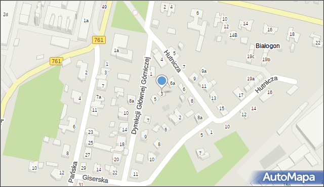 Kielce, Dyrekcji Głównej Górniczej, 3, mapa Kielc