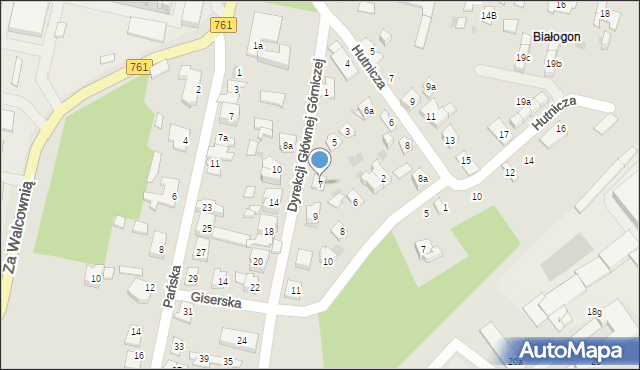 Kielce, Dyrekcji Głównej Górniczej, 7, mapa Kielc