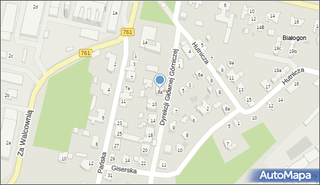 Kielce, Dyrekcji Głównej Górniczej, 8a, mapa Kielc