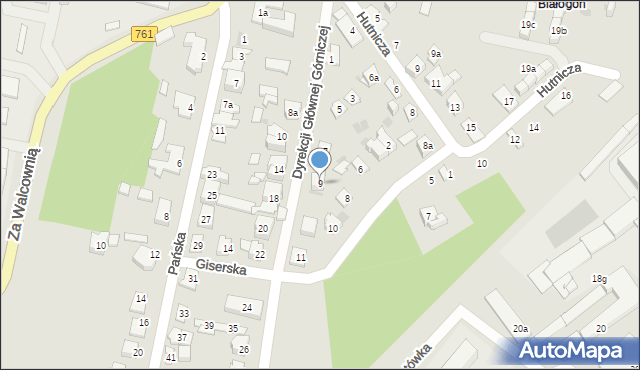 Kielce, Dyrekcji Głównej Górniczej, 9, mapa Kielc