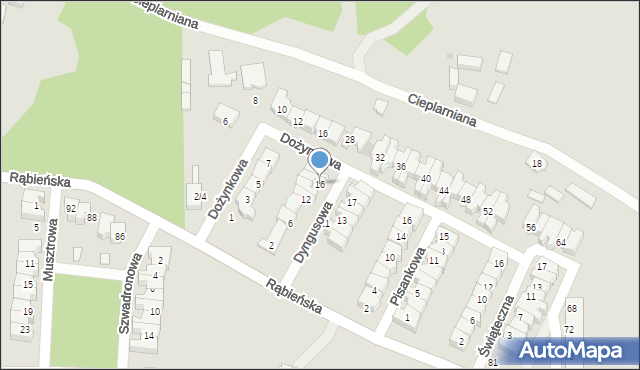 Łódź, Dyngusowa, 16, mapa Łodzi