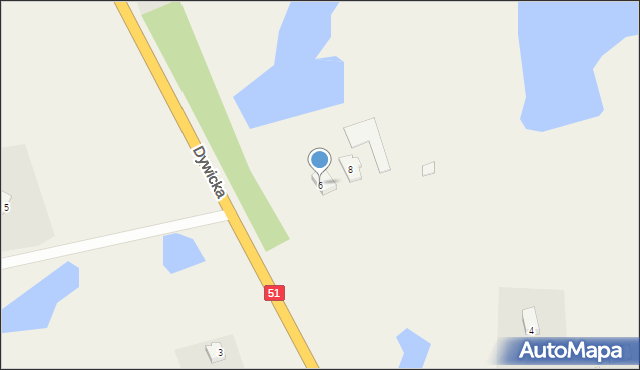 Ługwałd, Dywicka, 6, mapa Ługwałd