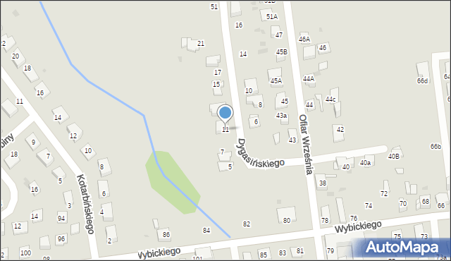 Mysłowice, Dygasińskiego Adolfa, 11, mapa Mysłowice