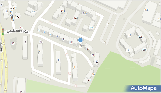 Olsztyn, Dywizjonu 303, 15, mapa Olsztyna