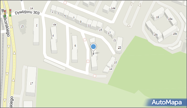 Olsztyn, Dywizjonu 303, 8, mapa Olsztyna