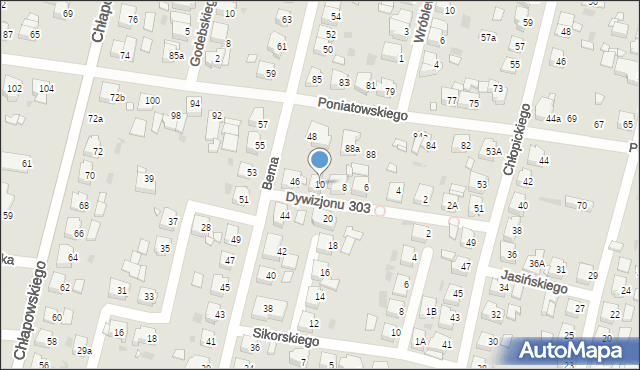 Ostrów Wielkopolski, Dywizjonu 303, 10, mapa Ostrów Wielkopolski