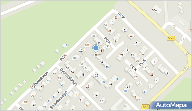 Płock, Dybowskiego Benedykta, 38, mapa Płock