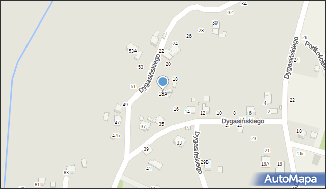 Rybnik, Dygasińskiego Adolfa, 18A, mapa Rybnika