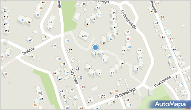 Sosnowiec, Dybowskiego Benedykta, 7, mapa Sosnowca