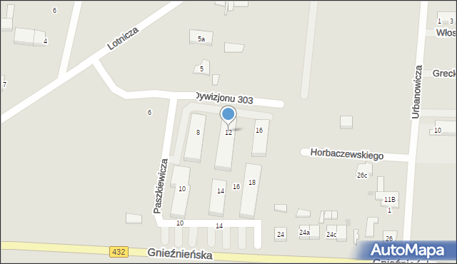 Środa Wielkopolska, Dywizjonu 303, 12, mapa Środa Wielkopolska