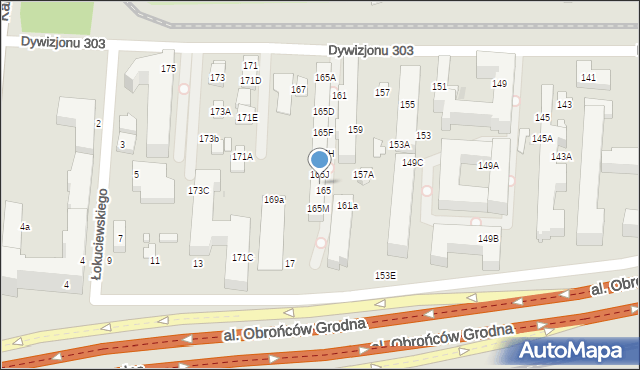 Warszawa, Dywizjonu 303, 165K, mapa Warszawy