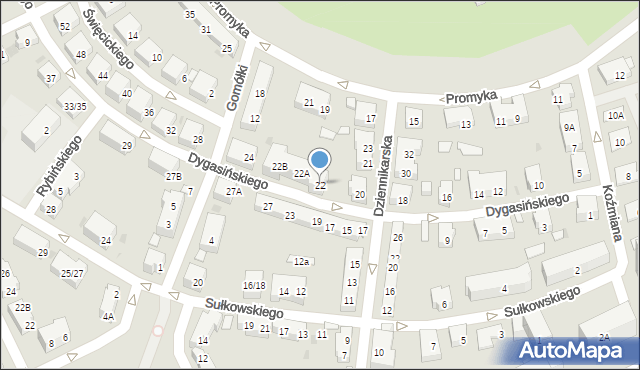 Warszawa, Dygasińskiego Adolfa, 22, mapa Warszawy