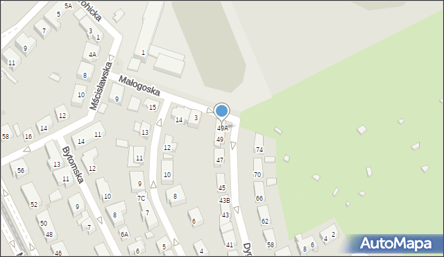 Warszawa, Dygasińskiego Adolfa, 49A, mapa Warszawy