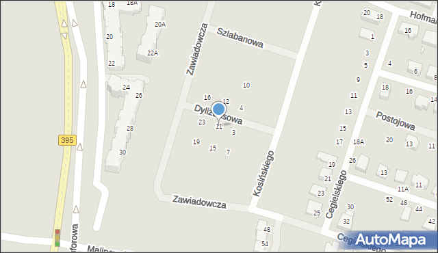 Wrocław, Dyliżansowa, 11, mapa Wrocławia