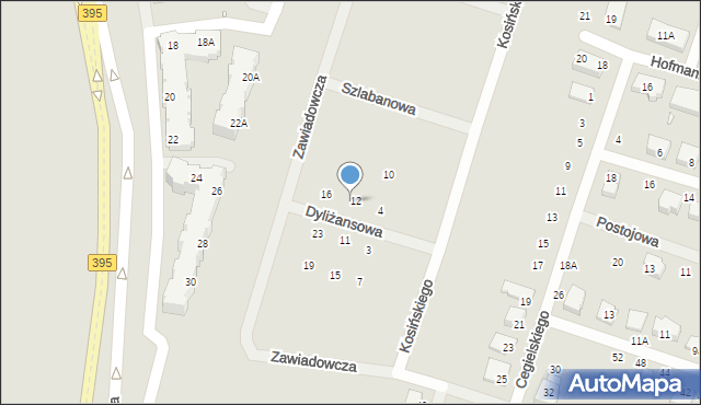 Wrocław, Dyliżansowa, 14, mapa Wrocławia