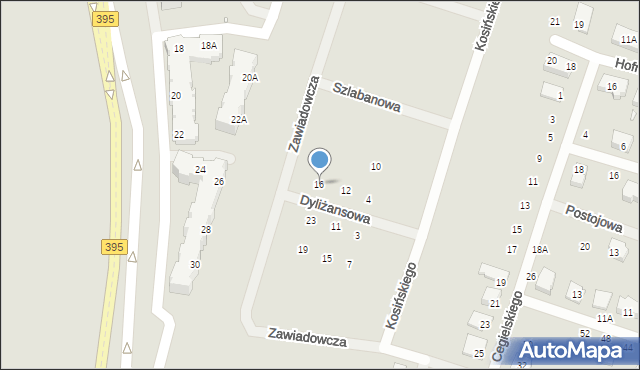 Wrocław, Dyliżansowa, 16, mapa Wrocławia