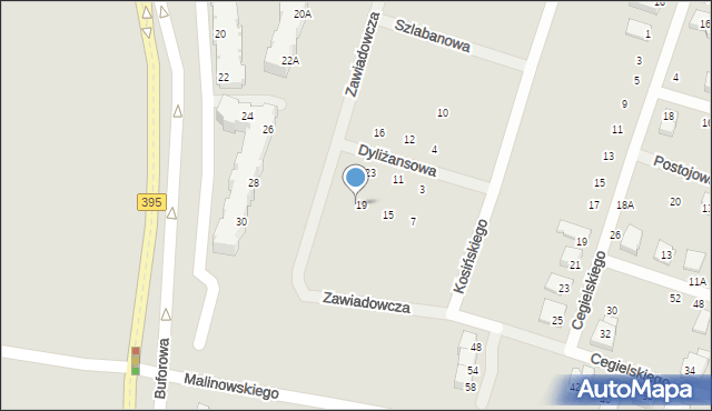 Wrocław, Dyliżansowa, 21, mapa Wrocławia