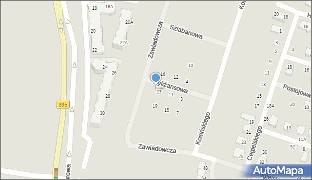 Wrocław, Dyliżansowa, 25, mapa Wrocławia