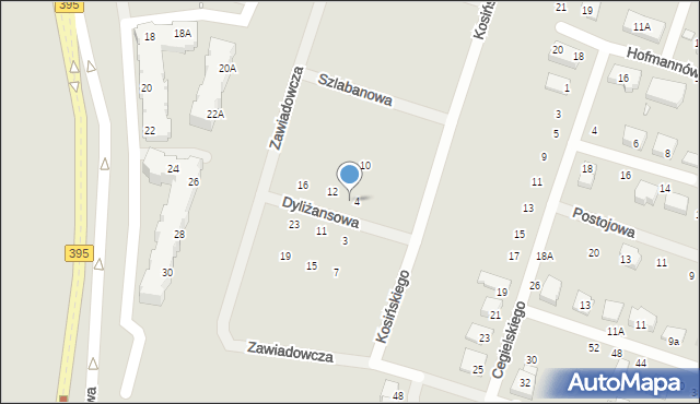 Wrocław, Dyliżansowa, 6, mapa Wrocławia