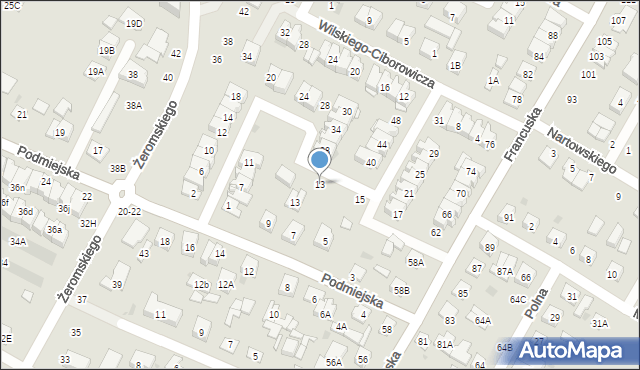 Biała Podlaska, Dziedzickiego Mikołaja, 13, mapa Białej Podlaskiej