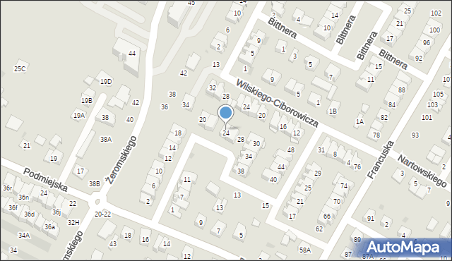Biała Podlaska, Dziedzickiego Mikołaja, 24, mapa Białej Podlaskiej