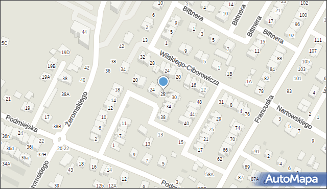 Biała Podlaska, Dziedzickiego Mikołaja, 28, mapa Białej Podlaskiej