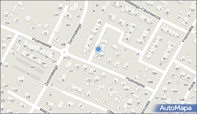 Biała Podlaska, Dziedzickiego Mikołaja, 3, mapa Białej Podlaskiej